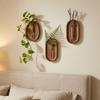 Space Saving Wall Hydroponic Vase Solid Wood Oval Tube Wall Vase Wall Mounted Vase  DIY Plant