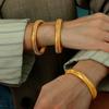 Bracciali a Bangles Elastici Spessi da 10 mm per Donna Acciaio Inossidabile Placcato Oro 18K Catena a Maglie Braccialetto Largo Flessibile Gioielli Regali