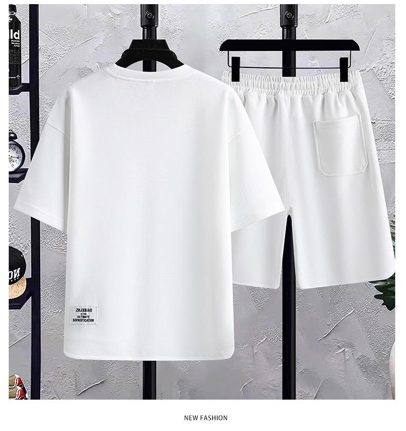 Men's Summer Ice Silk T-Shirt & Shorts Sports Casual Two-Piece Set