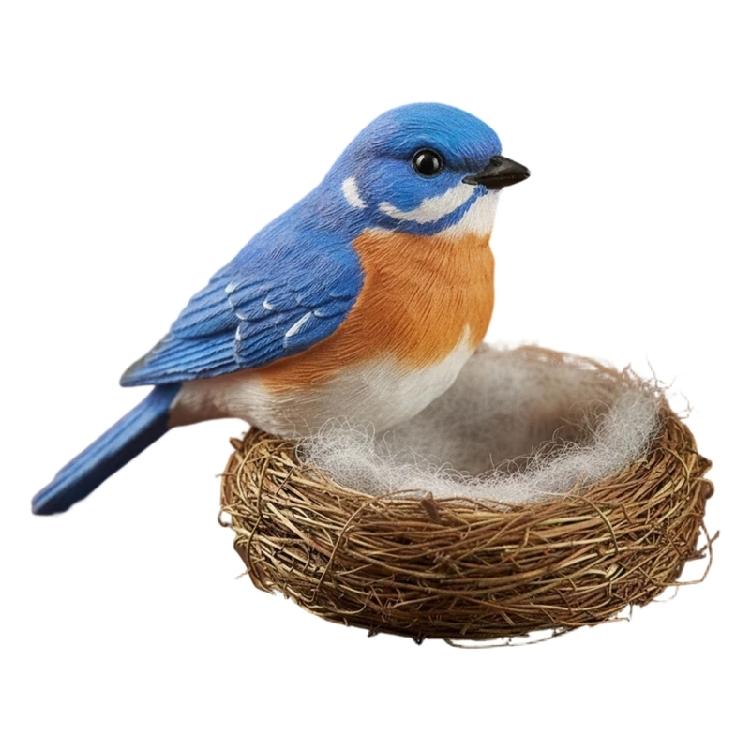 

Resin Bird Figurine with Nest Decors Bird Nest Statues Sculptures Ornament Spring Home Decors for Bookshelfs Table Decors синій