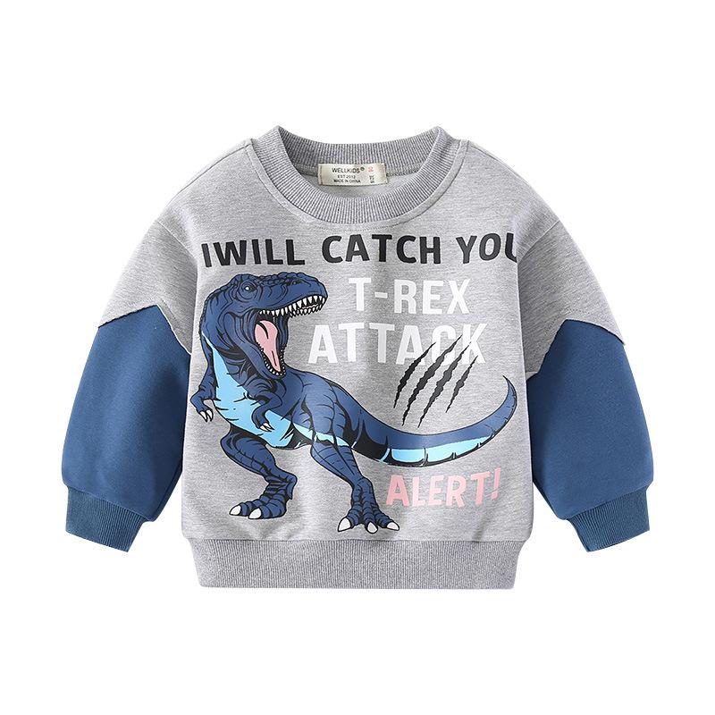 Jungen Pullover mit Patchwork-Design Herbst neu, für kleine und mittlere Kinder Trend Koreanische Version Baumwolle Rundhals Lässiges Langarm-Oberteil