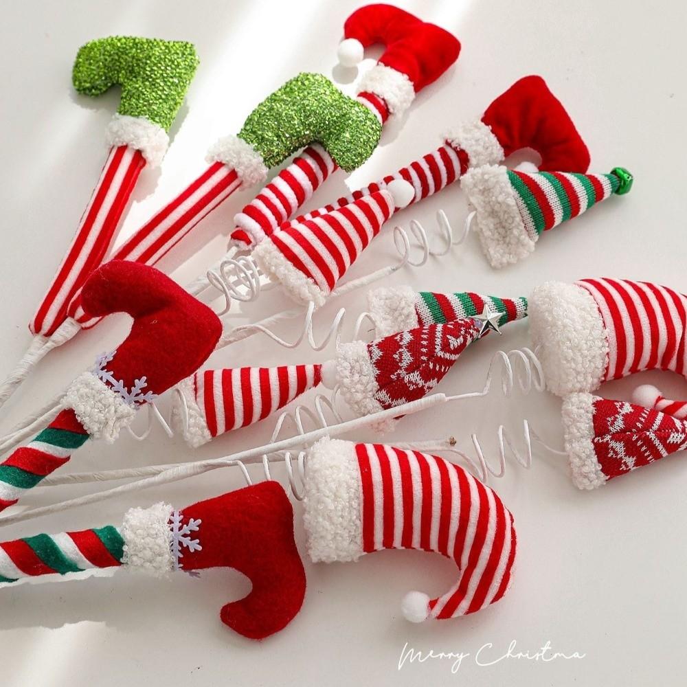Striped Boots Christmas Elf Legs Doll Plush Holiday Home Ornaments  Navidad Celebration