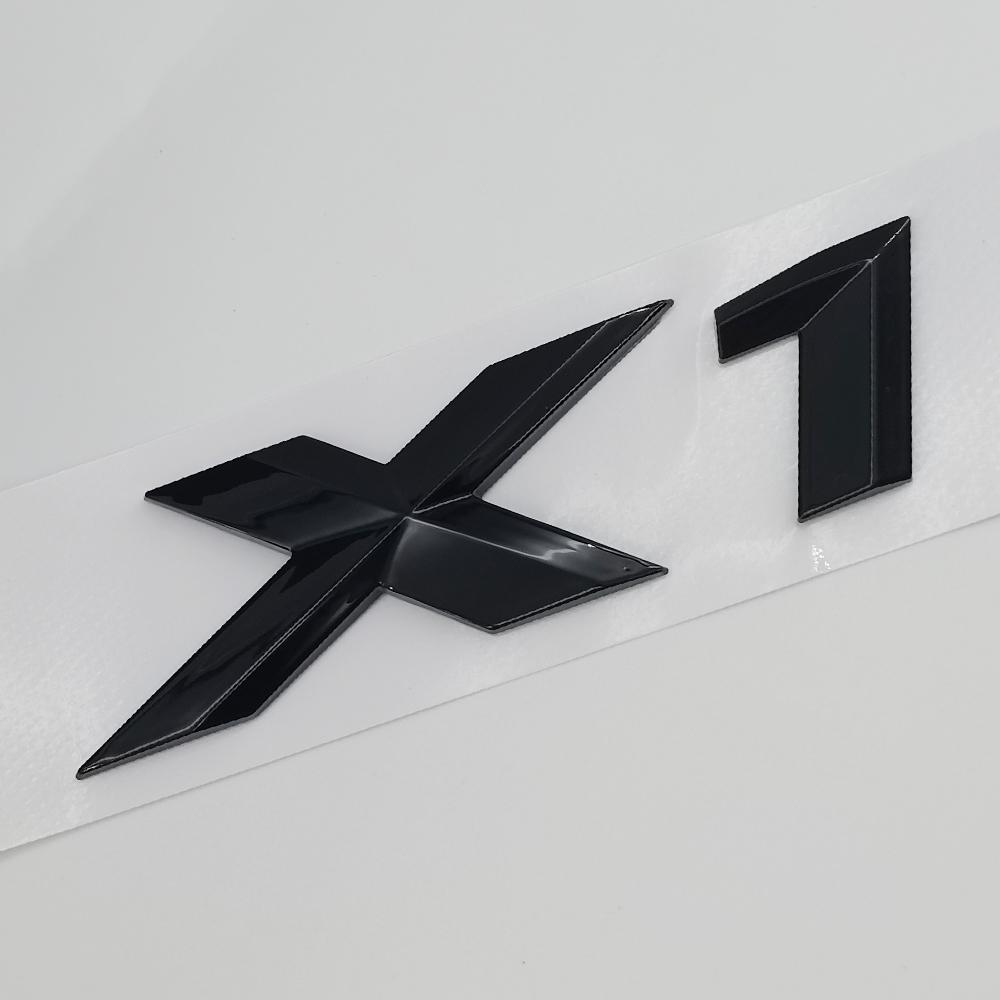 3D ABS Chrome Black Logo X1 Emblem Letters Nameplate Sticker Car Rear Trunk Badge For BMW X1 E84 F48 U11 Styling Accessories Uo2