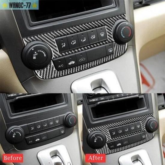 For Honda CR-V CRV 07-11 Carbon Fiber Interior Center Console CD Panel Cover New