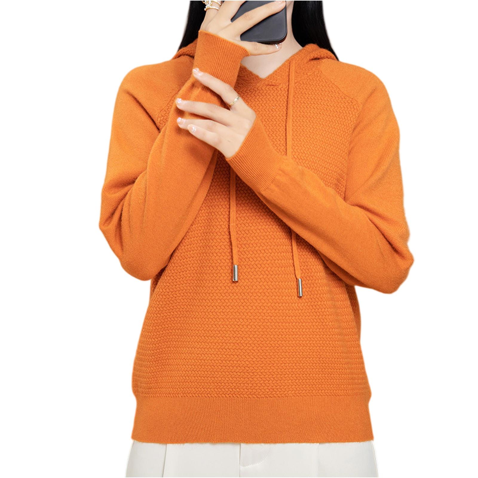 

Модный женский вязаный свитер, ленивый свободный тонкий свитер-худи XL шафрановый