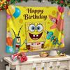Spongebob Cartoon Design Printed Happy Birthday Party Tapestry Background Decoration Gifts Supplies Photography Backdrop Banner