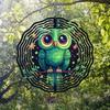 Starry Sky Owl Wind Chime Outdoor Garden Decor Metal Wind Powered Rotating Hanging Ornament with 360 Swivel Hook Easy Install No Electricity Needed