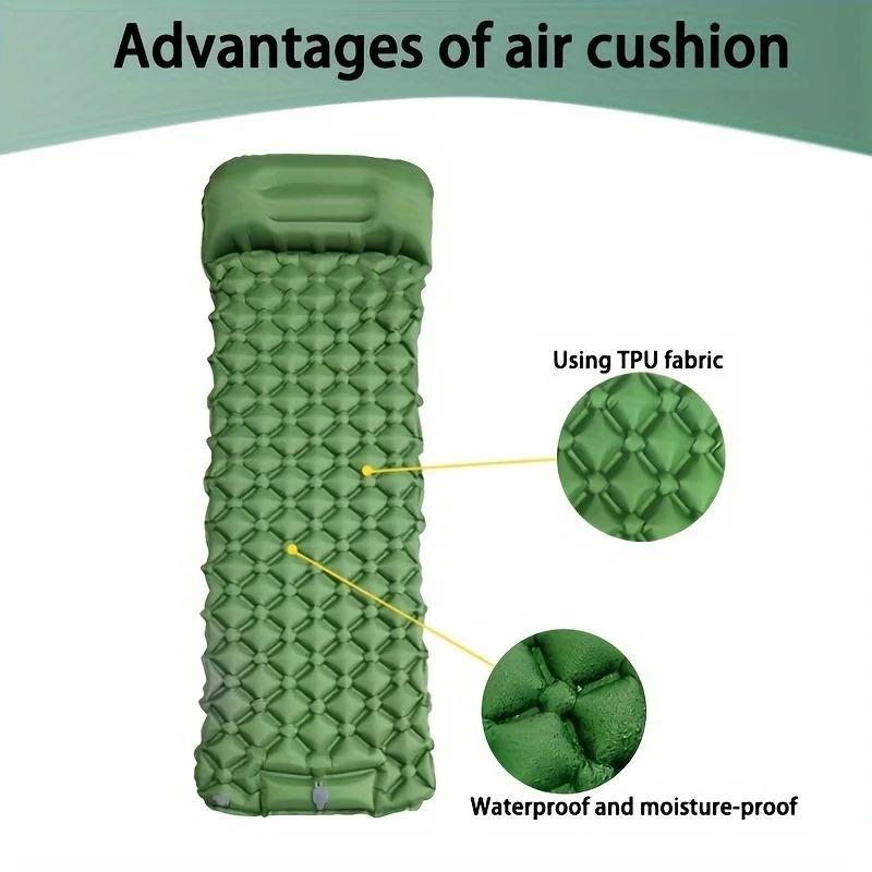 Outdoor Camping Inflatable Mattress Sleeping Pad With Pillows Ultralight Air Mat Built In Inflator Pump For Travel Hiking