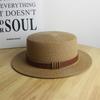 Sunscreen hat, sunshade belt buckle, flat hat, top hat, outdoor beach outing, straw hat, female summer versatile flat brim tide