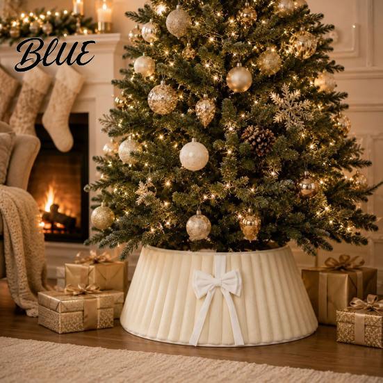 Christmas Tree Skirt Flannel Base Cover Round Wrap with Velvet Bow Decor Ornaments Stand Cover for Holiday Home Decoration Xmas