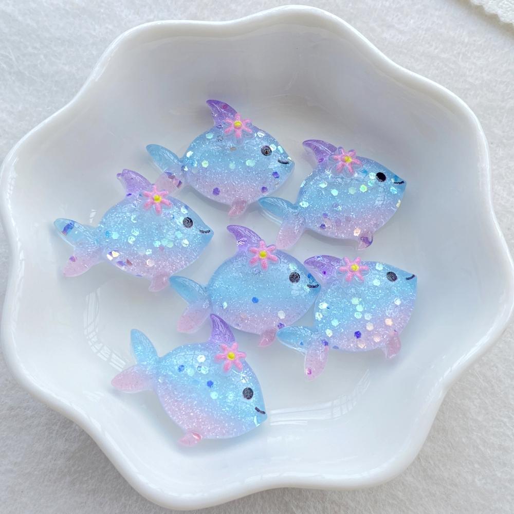 20Pcs Cute Resin Cartoon Shell, Starfish, small fish, seahorse, for Scrapbooking, Wedding Decor & DIY Jewelry Making Accessories