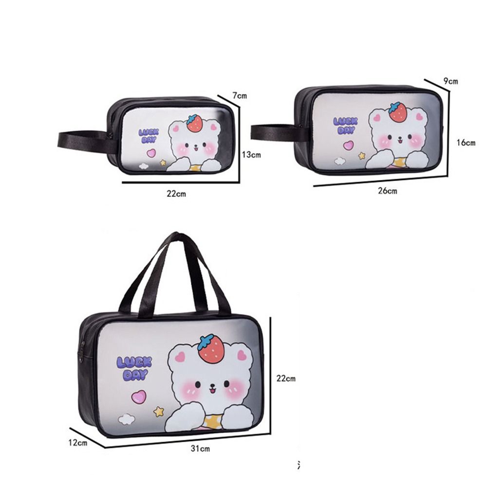 Portable Cartoon PVC Cosmetic Bag Ins Storage Bags Handbag Transparent Wash Bag  Travel