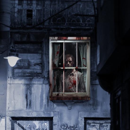 Halloween Vorhang Dekoration Blut Fenster Abdeckung Scary Halloween Fenster Silhouette Poster für Innen