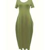 Solid Simple Dress, Casual Short Sleeve Maxi Dress With Pockets, Women's Clothing