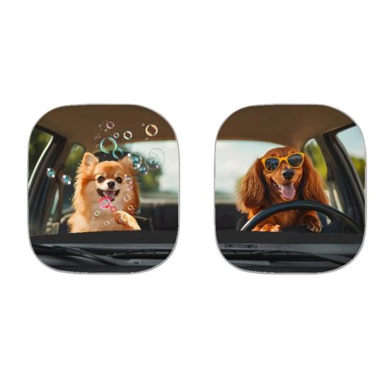 2Pcs Animal Print Car Sun Shade High-Density Aluminum Foil Windshield Sunshade Blocks UV Rays Sun Visor All-Season Protection Vehicle Sun Protector