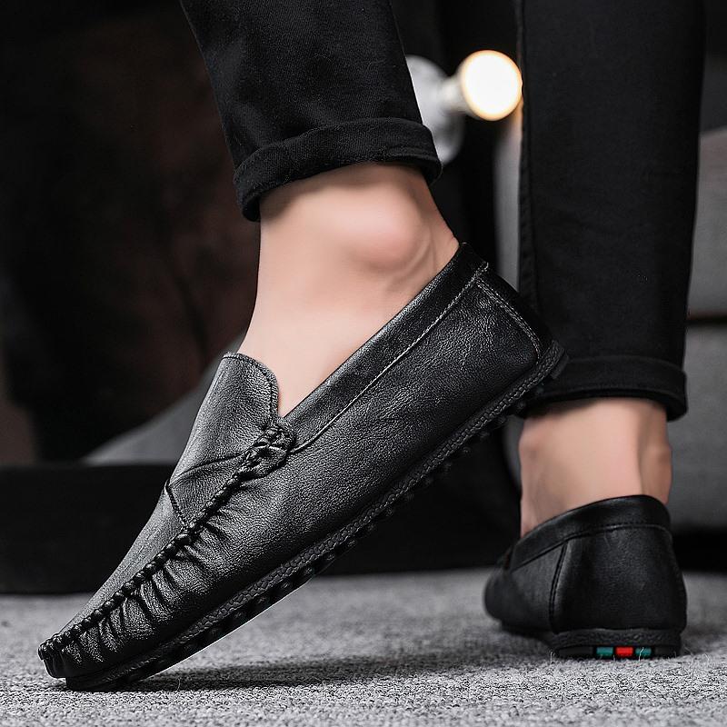 Lightweight Leather Men Casual Shoes Luxury Brand 2025 Mens Loafers Man Moccasins Breathable Slip on Flats Black Driving Shoes
