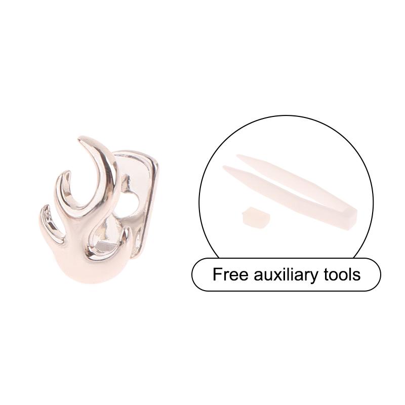 

Hip Hop Braces Single Tooth Flame Teeth Punk Metal Teeth Caps Dental Jewelry Party Cosplay Teeth Grills as the picture