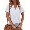 Women Casual Solid Color V Neck Loose Short Sleeve T Shirt Top