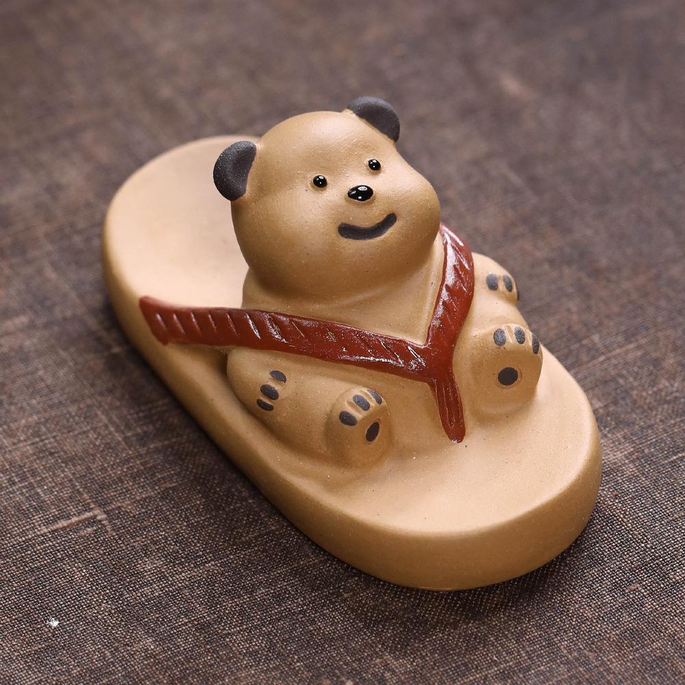 

Yixing Zisha Bear Slipper Tea Pet Aesthetic Exquisite Miniatures Tea Figurine Play Toys Tea Statue Ornaments Accessories Craft