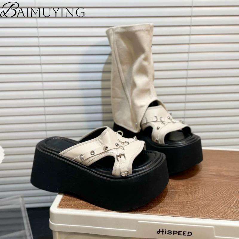Fashion Platform Flat Sandals Women Slippers Cowboy Summer Boots Wedges Casual Shoes 2025 High Top Designer Open Toe High Heels Shoes