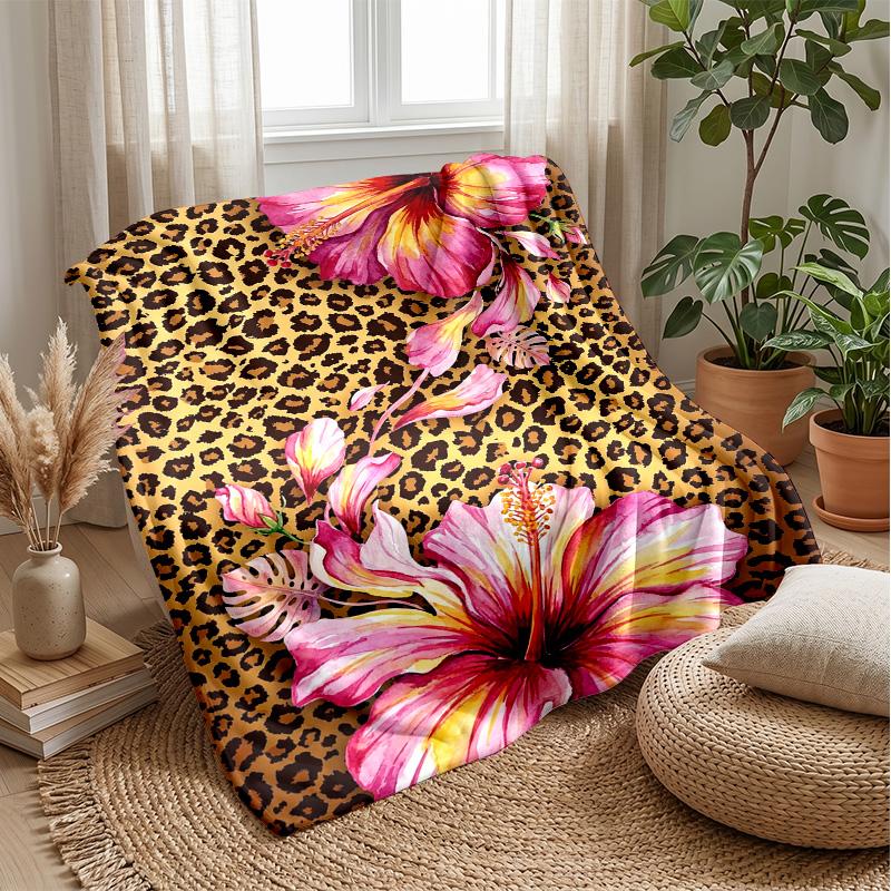 Leopard and Gold Elegance 1 Theme blanket Lightweight Warm Flannel Blanket Decorative Throw Blanket for Home Decoration