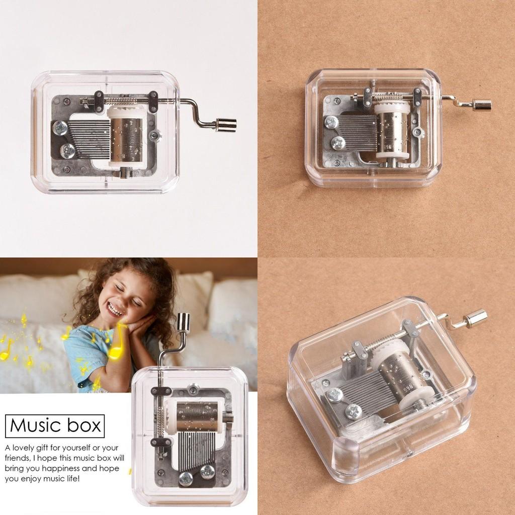 Transparent Diy Mini Music Box With Hand Cranking Music Movement For Christmas