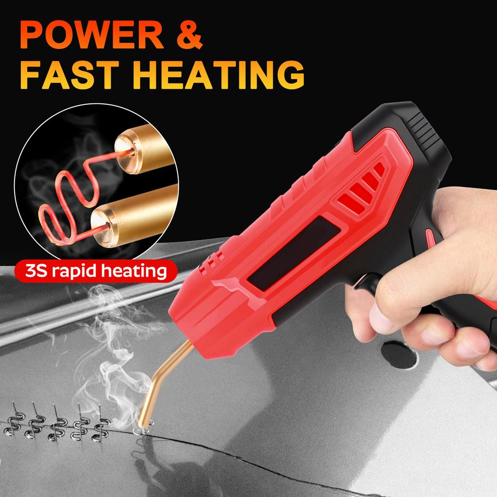 200W Plastic Welder, 2 in 1 Plastic Welding Kit for Most Plastic Repair, 1200PCS Hot Stapler Soldering Gun with Digital