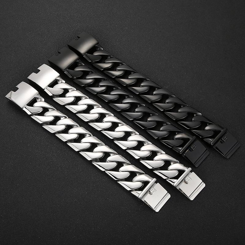 Leichtes kubanisches Armband Leniency für Herren Punk 31MM Edelstahl poliertes Accessoire herrschaftlicher Charme Partyschmuck