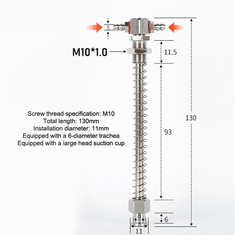 Robotic Arm Accessories Industrial Vacuum Small Head Suction Cups M12/M10 T-shaped External Spring Buffer Hardware Sucker Rod+