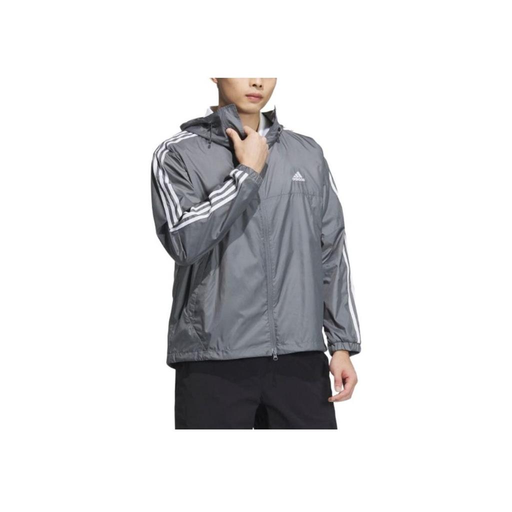 Adidas Drei Streifen Kapuzen-Zip-Jacke Herren Jacken Grau JF3955