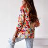 Bürodame Blazer Bunter Druck Slim Frühling Herbst Ziertaschen Floral Anzug