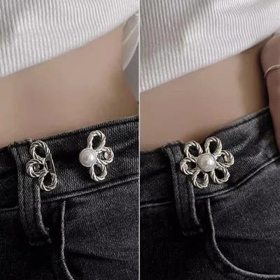 Jeans Waist Adjustable Buckles Beautiful Hollow Metal Flower Button Woman‘s Trouser Wide-to-narrow Adjustable Buckle