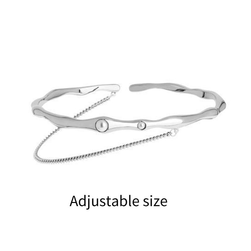 Upper Arm Cuff Pearl-Metal Chain Tassel Arm Bracelet Upper Arm Open Bangle Bracelet Arm-Band Jewelry for Women Girls