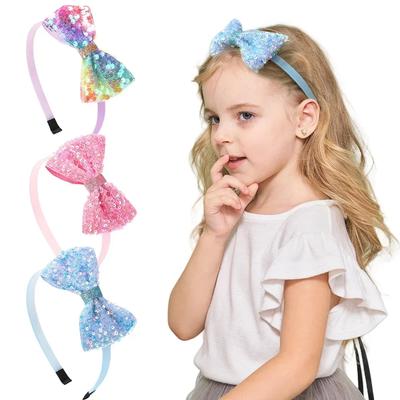 1 buc/3 buc Arcuri de păr cu paiete drăguțe Bentițe pentru fete 4 inch Arcuri cu sclipici Bentițe Copii Cercuri de păr pentru copii Accesorii de păr pentru copii