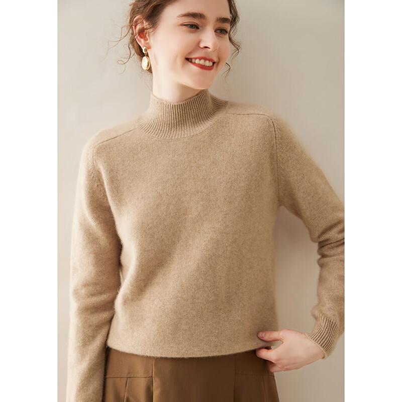 Fanzhen Women's Thickened Mock Neck Cashmere Sweater