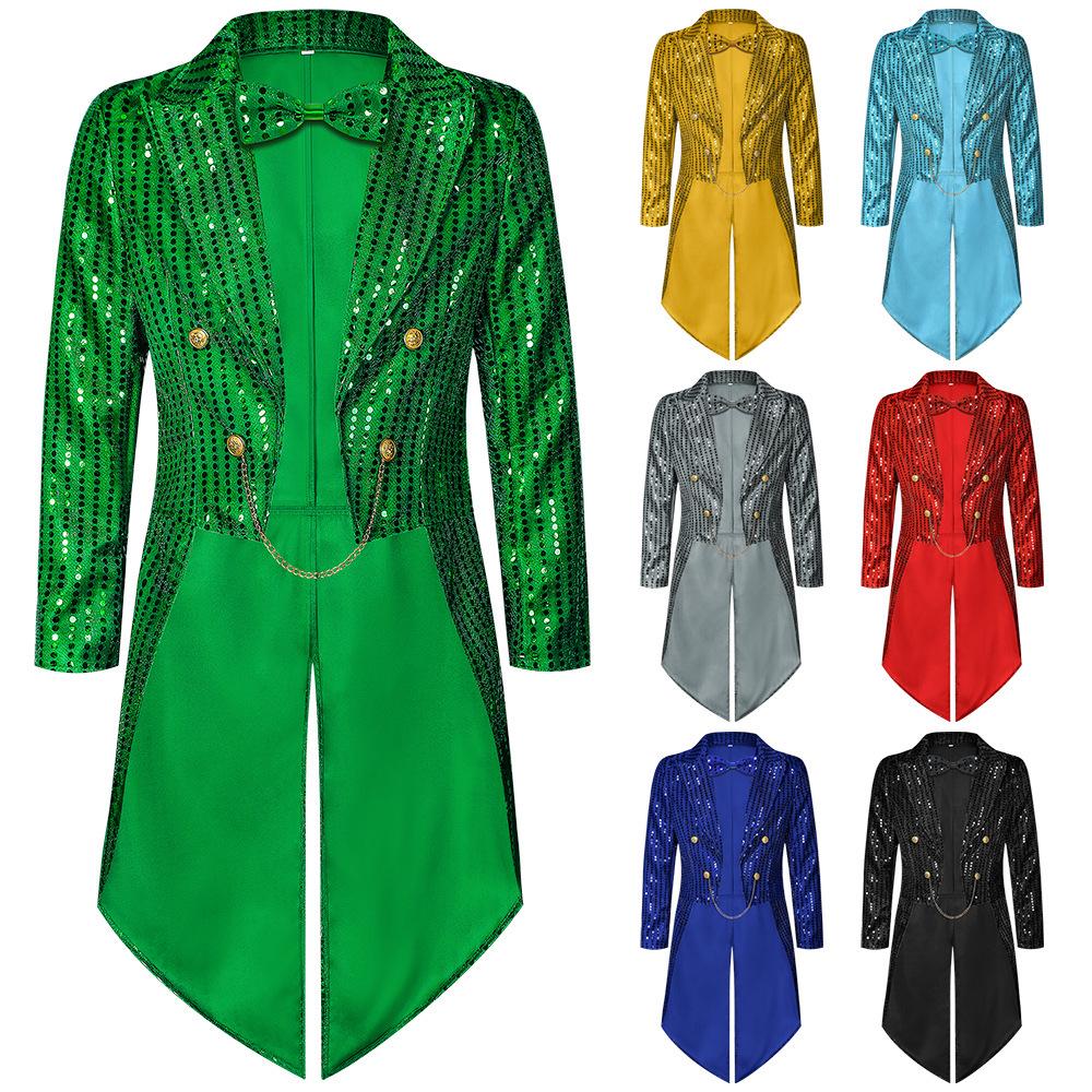 Sparkly Irish Green Sequin Tailcoat Jacket for Saint Patrick's Day