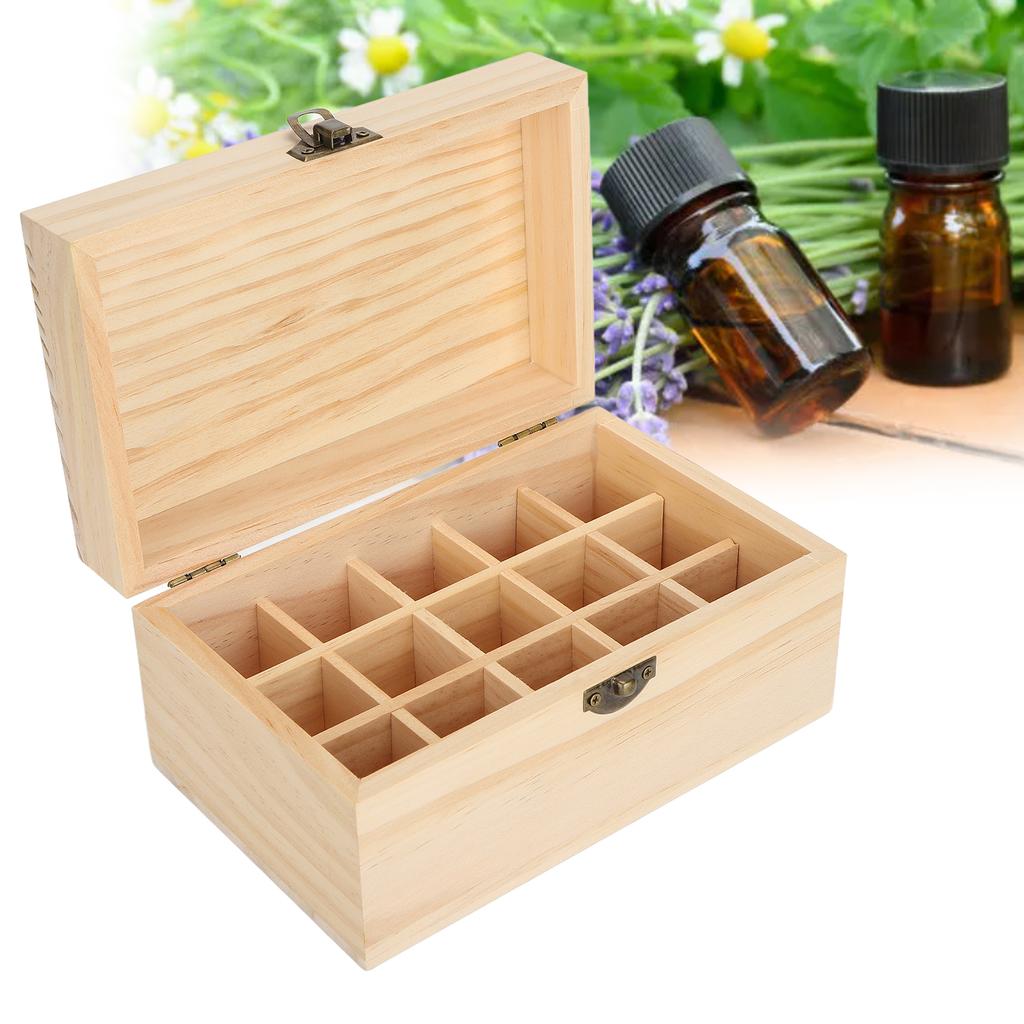 15 Slot Essential Oil Box Pine Display Anti Sunlight Essential Oil Storage Case for Home Beauty Center