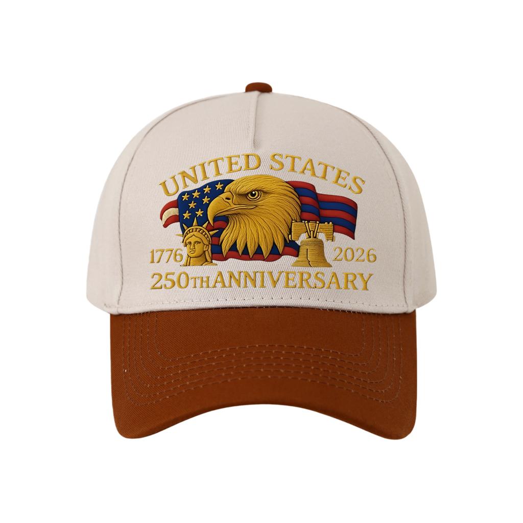 Hardtop Five-piece Baseball Cap Women's American Anniversary Printed Cap Outdoor Sun Hat