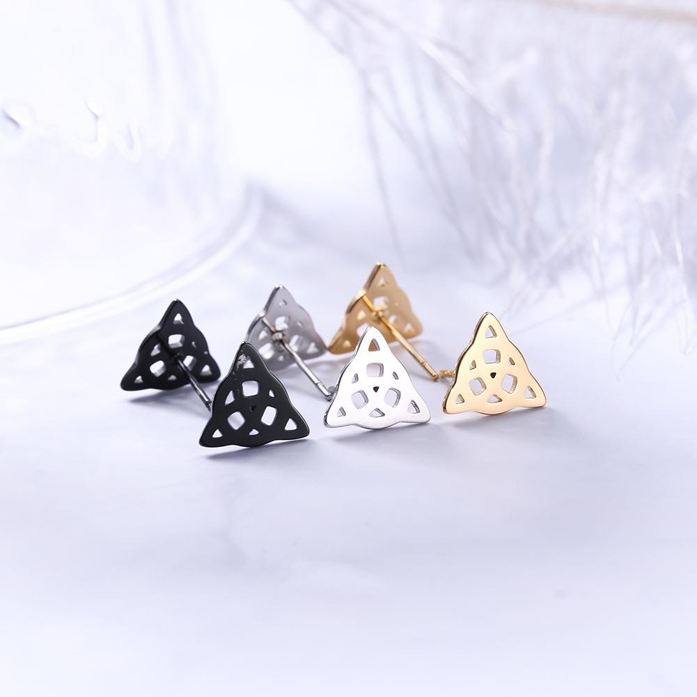 Jeshayuan Triquetra Celtics Irish Knot Stud Earrings For Women Birthday Gift Amulet Wicca Jewelry Stainless Steel Earrings
