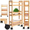 Badkamerrek, Keukenrek, Kast op wielen, Bamboe, Smal, Houten