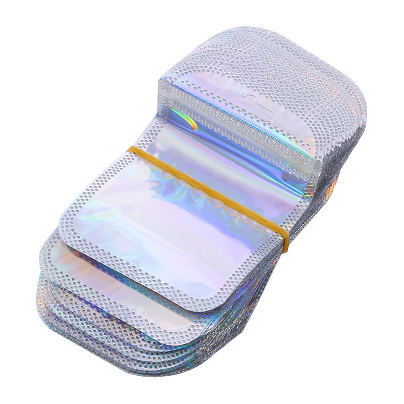 50 Stück schillernde Ziplock-Beutel, transparente Laser-Kunststoff-Wiederverschließbare Beutel für Schmuck-Display, Bastelarbeiten, Nägel, Wimpern