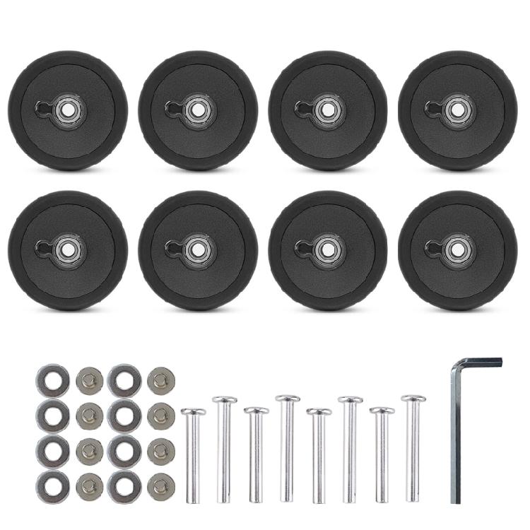 

8Pcs 55mm Black Suitcase Wheels Luggages Double Wheels Swivels Castors Repair Kits Easy Install for Replacement Luggages 1