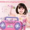 Gold Toy Kids Cartoon Music Microphone With Stand Can Connect With Mp3,Real Echo Sounds Toys Gift