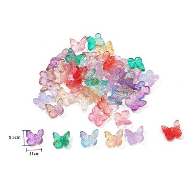 10Pcs Butterfly Shape Beads Gradual Color Glass Beads For Jewelry Making