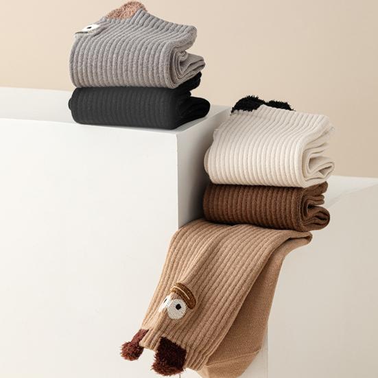 Yousheng Cute Crew Socks Cartoon Embroidery Silly Socks Ribbed Casual Funny Socks with Plush Ears for Women Christmas Gift