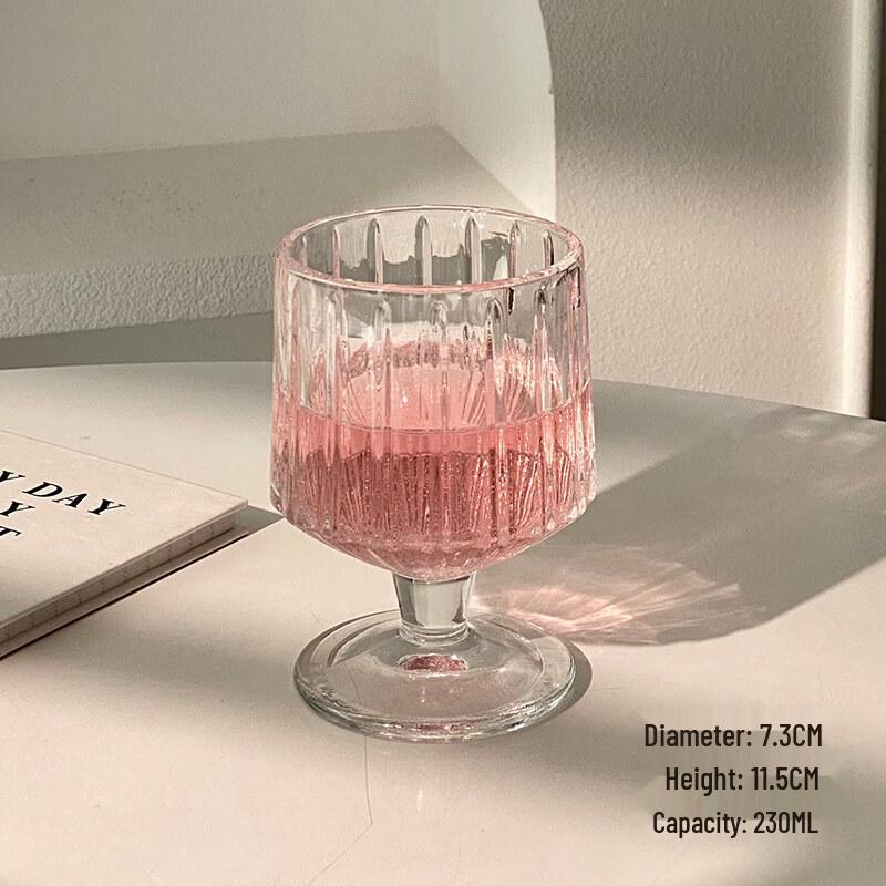 ZISIZ Vertical Striped Footed Glass Cup