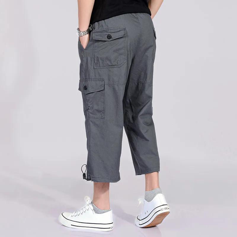 Pantaloncini cargo da uomo, estivi, larghi, casual, con elastico in vita, grandi dimensioni, pantaloni da jogging all'aperto, tendenza, multi tasche