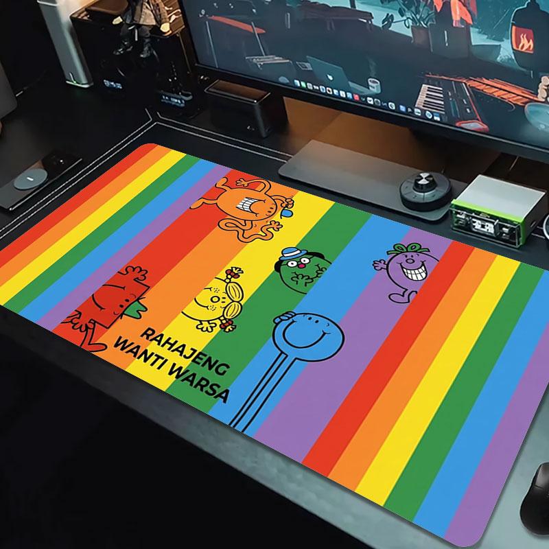 Mr. Men Little Miss Large Size Mouse Pad Large Gaming Table Cushion Non-slip Laptop Tablet Big Mousepad XXL Mat Mini PC Playmat With Lock edge