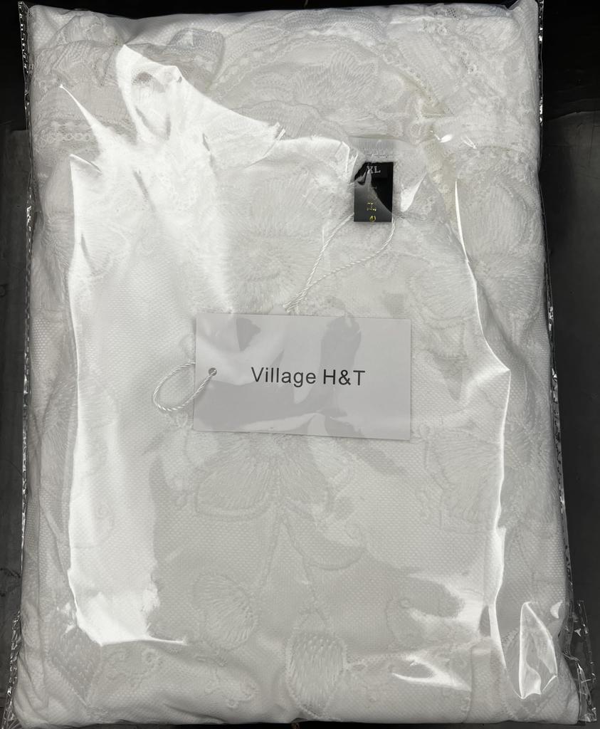 Village Embroidered Long Party White Flared Long White Long White Long Lace Wedding Size 323 H&T Women's Dress, White, Dress, Dress, Dress, Dress,