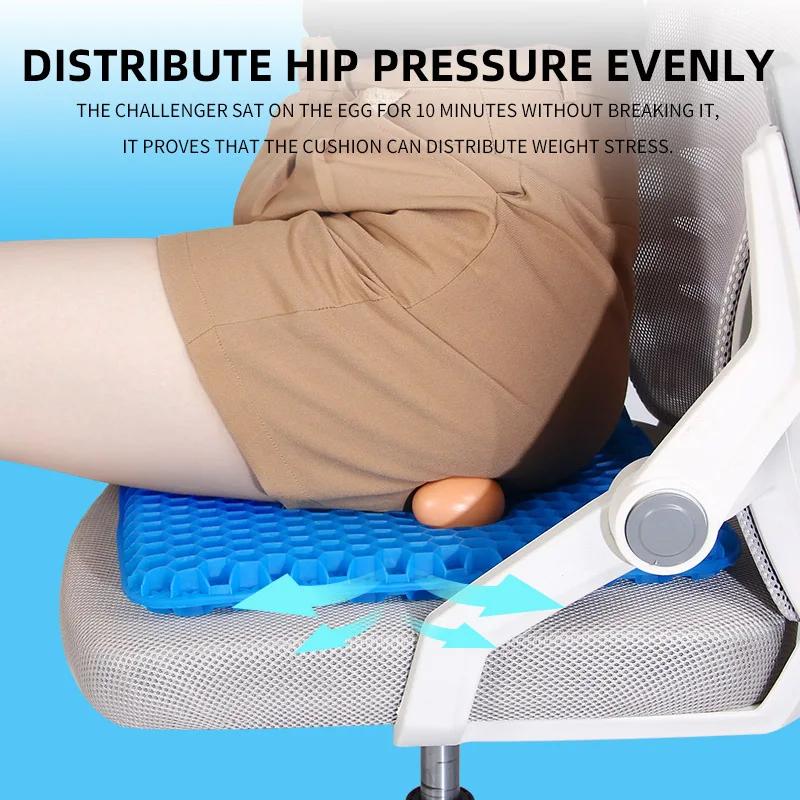 Gel Seat Cushion, Summer Breathable Honeycomb Design for Pressure Relief, Alleviates Back and Tailbone Pain, Ideal for Home